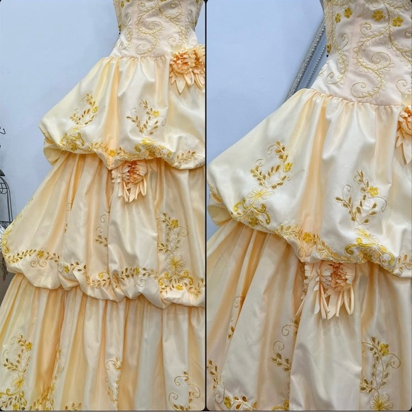 Elegant Yellow Tiered Gown - Picture 3 of 15